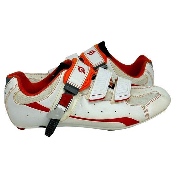 Men’s Peloton Biking Cycle Shoes - WHITE & ORANGE - Picture 3 of 16